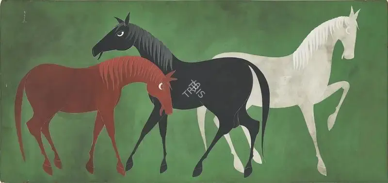 Raval, Rasik D. (Artist). Horses, n.d. | Painting