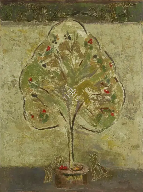 Hebbar, K.K. (Artist). Tree Worship, 1988 | Painting