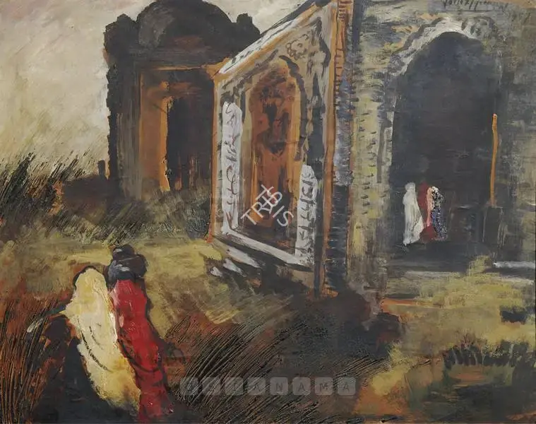 Mookherjea, Sailoz (Artist). Nizam-Ud-Din: Purana Qila, 1957 | Painting