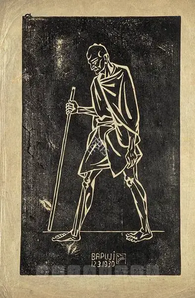 Bose, Nandalal (Artist). Dandi March - Bapuji, 1930 | Graphic Art