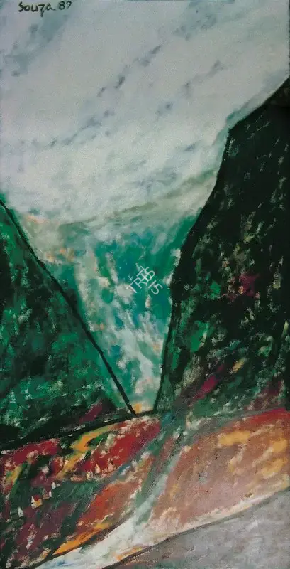 Souza, F.N. (Artist). Waterfall, 1989 | Painting