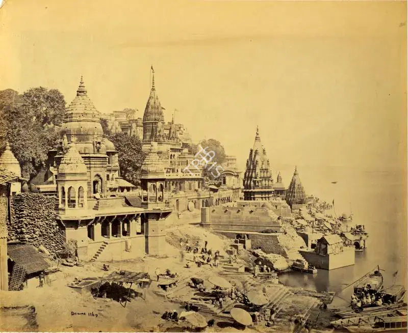 Bourne, Samuel (Photographer). The Burning Ghat at Benares on Ganga. Albumen print, Mid 1860s | Antiquarian Photograph | Photography | 00115991