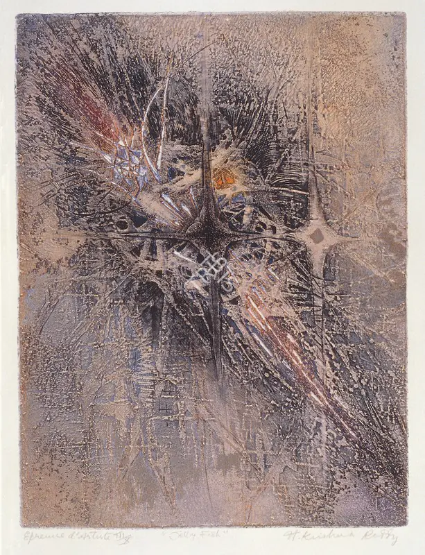 Reddy, Krishna (Artist). Jelly Fish . Coloured intaglio on paper (viscosity print), 1955 | Graphic Art | FineArts | 00646816