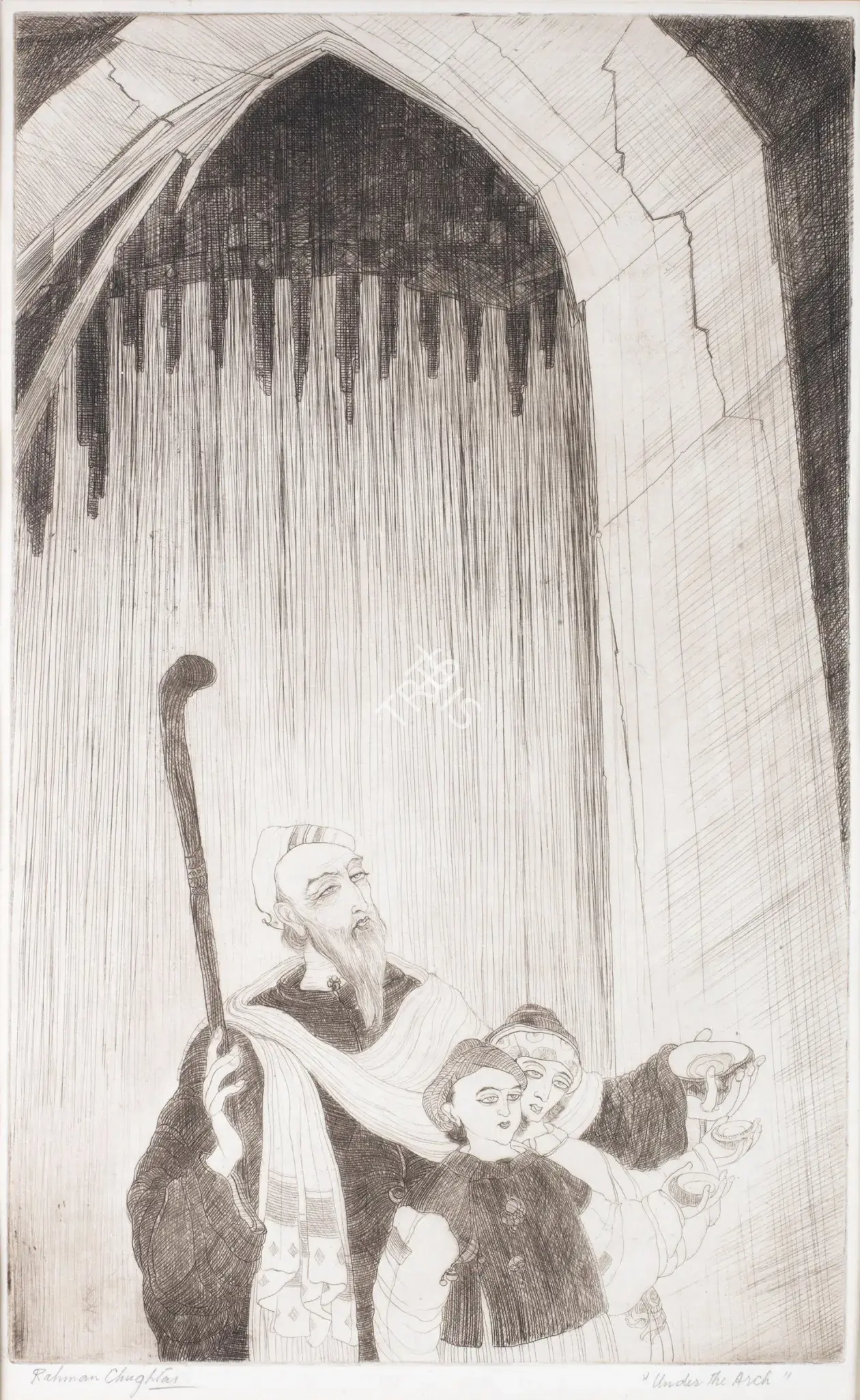Chughtai, M.A.R. (Artist). Under The Arch, n.d. | Graphic Art