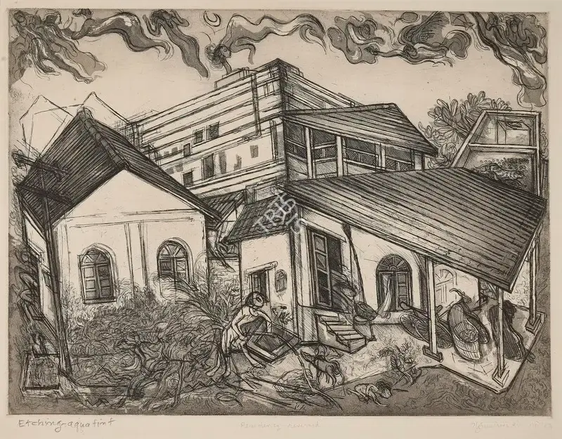 Sheikh, G.M. (Artist). Residency Reversed. Etching and aquatint on paper, 1983 | Graphic Art | FineArts | 00353677