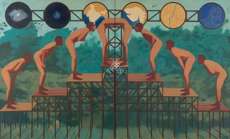 Sharma, Nataraj (Artist). Hierachical Arselickers. Oil on canvas, 2003-2004 | Painting | FineArts | 00336331