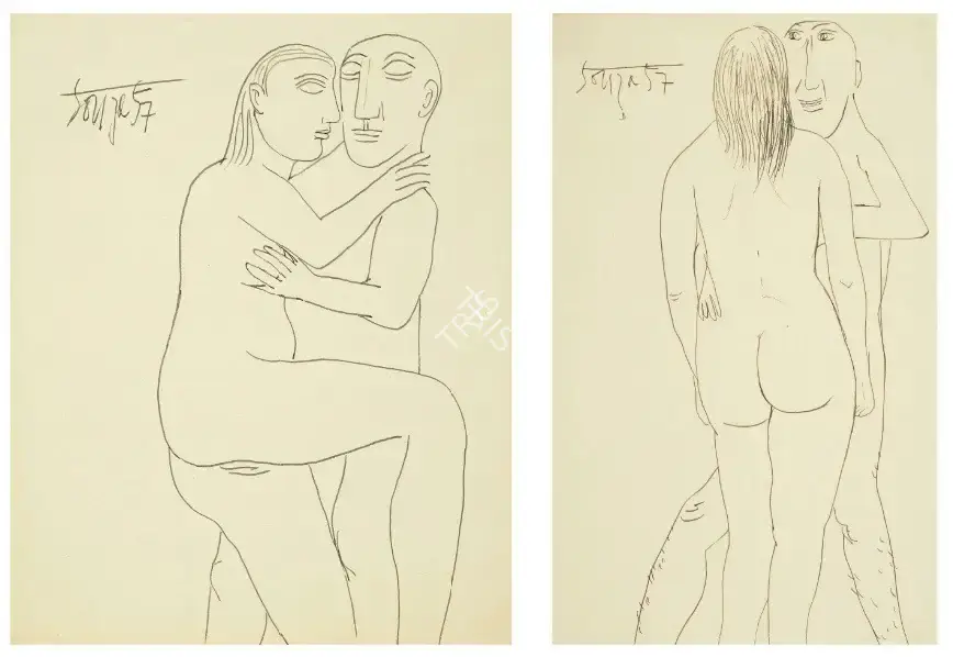 Souza, F.N. (Artist). Untitled (Lovers), 1957 | Drawing