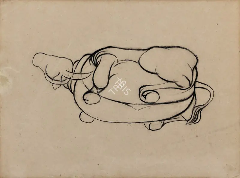 Mehta, Tyeb (Artist). Trussed Bull. Charcoal on paper, 1955 | Drawing | FineArts | 00362771