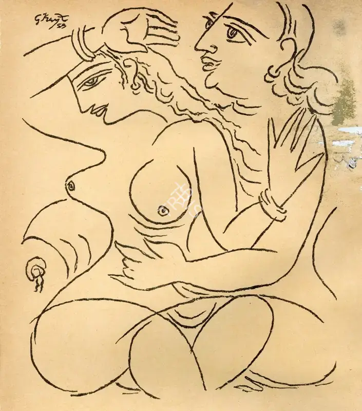 Keyt, George (Artist). Line Drawing. Drawing, 1959 | Marg, June 1954 | Sketch | FineArts | 00674614