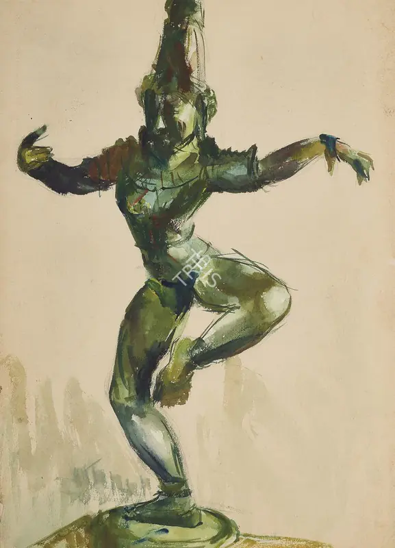 Raza, S.H. (Artist). Academic Study. Watercolour on paper, circa 1945 | Painting | EconomicsArt | 00871397