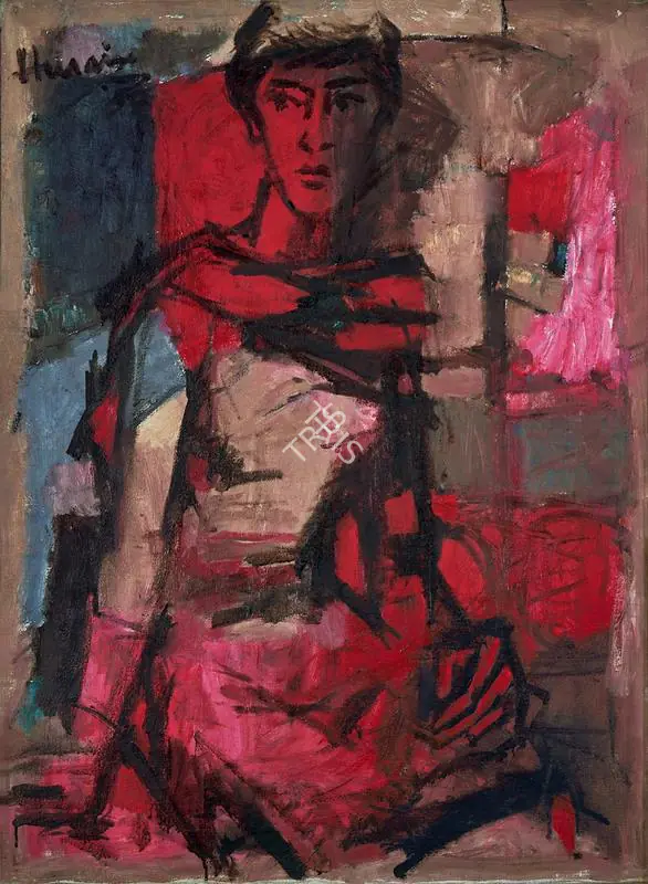 Husain, M.F. (Artist). Untitled (Portrait of a girl), 1959 | Painting