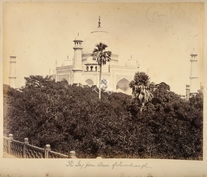 Baker, William (Photographer). The Taj from Corner of Quadrangle,Agra. Albumen print pasted on mount, 1866-1868 | Antiquarian Photograph | Photography | 00116360