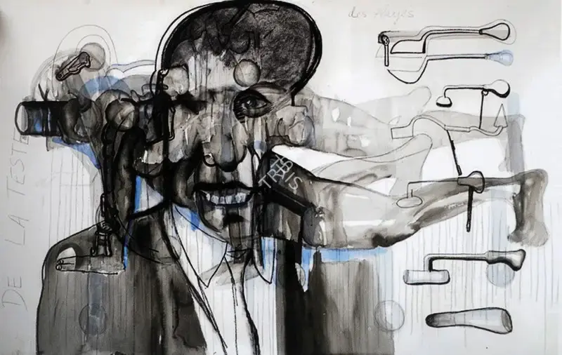 Gupta, Probir (Artist). De La Teste Des Playes. Mixed media-charcoal, conte gouache and graphite on paper, 2006 | Painting | FineArts | 00898626