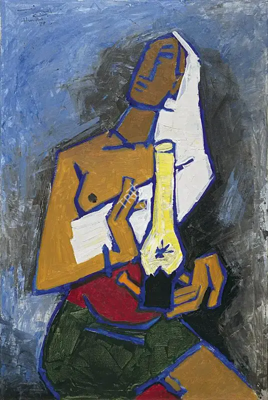 Husain, M.F. (Artist). Untitled (Lady With A Lamp), 1979 | Painting
