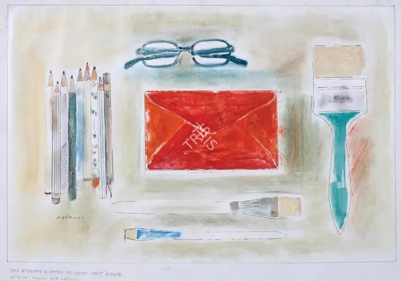 Barwe, Prabhakar (Artist). Red Envelope and Other Objects, 1995 | Painting