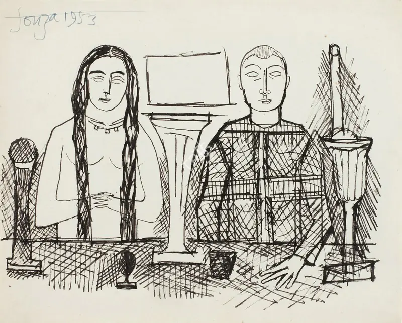 Souza, F.N. (Artist). Untitled (Study for Mystic Repast), 1953 | Drawing