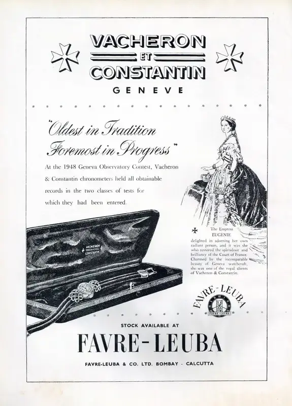 Favre Leuba (Advertiser). Vacheron et Constantin Geneve, 1952 | Advertisement
