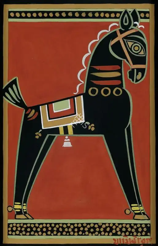 Roy, Jamini (Artist). Black Horse, n.d. | Painting