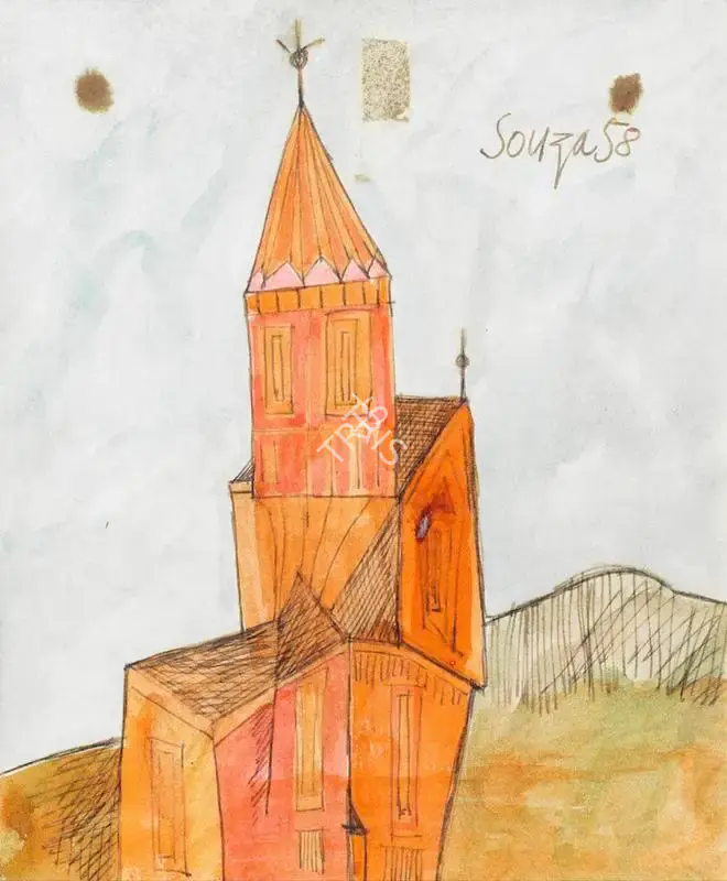 Souza, F.N. (Artist). Red Chruch, 1958 | Painting