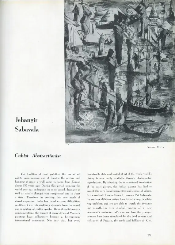 Lannoy, Richard (Essayist). Jehangir Sabavala - Cubist Abstractionist. In Marg. 10(1), pp. 29-32. Bombay: Marg, December 1956 | Essay | FineArts | 00668844, 1956