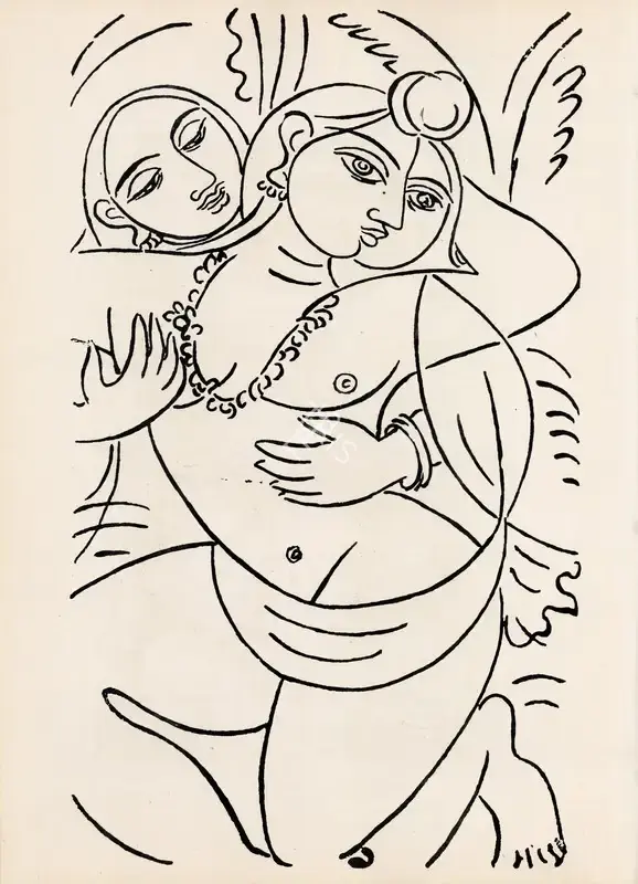 Keyt, George (Artist). Krishna Dallying, n.d. | Drawing