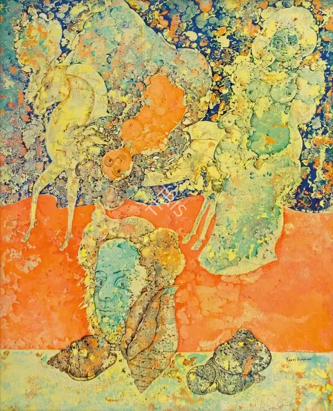 Burman, Sakti (Artist). Autoportrait Aux Coquillages. Oil on canvas, 1973 | Painting | FineArts | 00595615