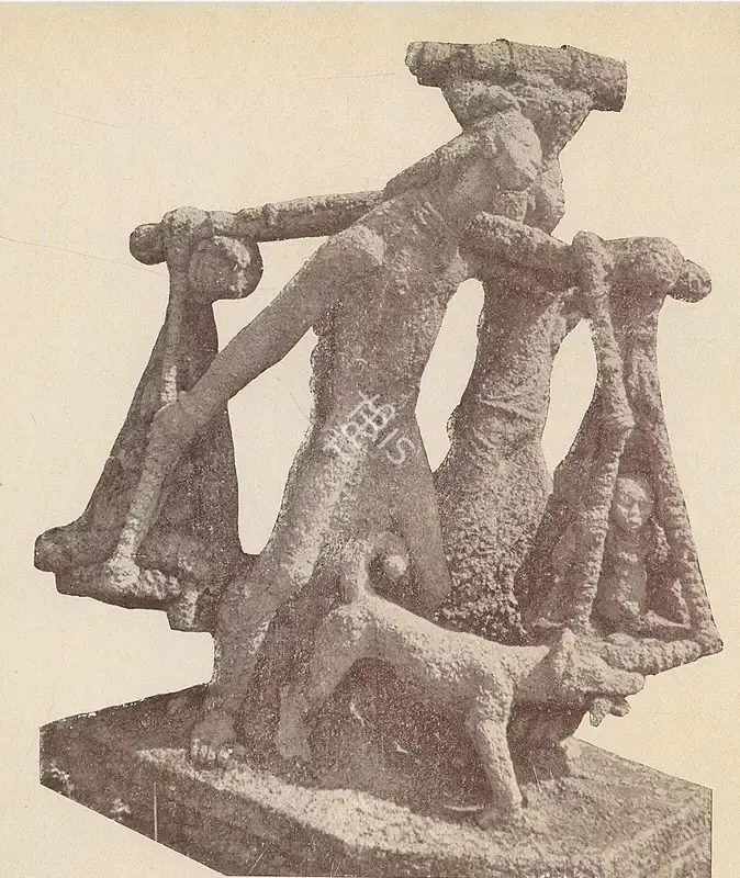 Baij, Ramkinkar (Artist). Santhal Couple. Concrete, n.d. | Marg, July 1951 | Sculpture | FineArts | 00673884