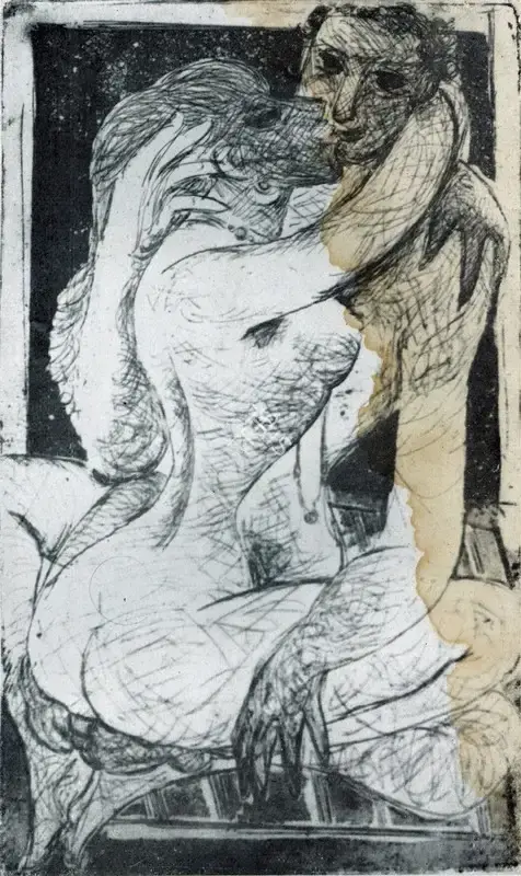 Mazumdar, Nirode C. (Artist). Kiss, n.d. | Graphic Art
