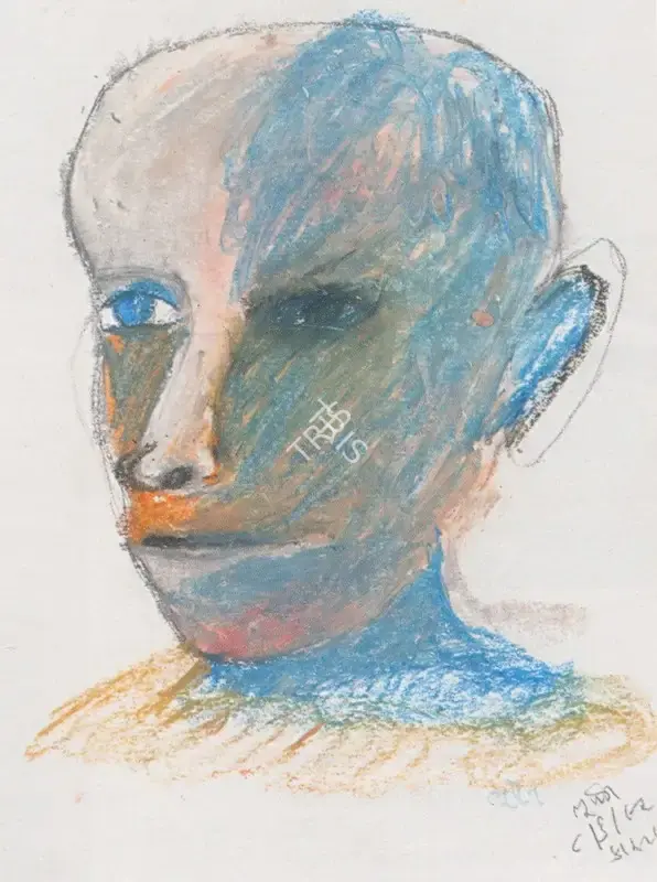 Khakhar, Bhupen (Artist). Head of a man, n.d. | Drawing