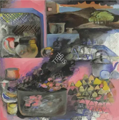 Khakhar, Bhupen (Artist). Untitled (Village Kitchen), 1993 | Painting