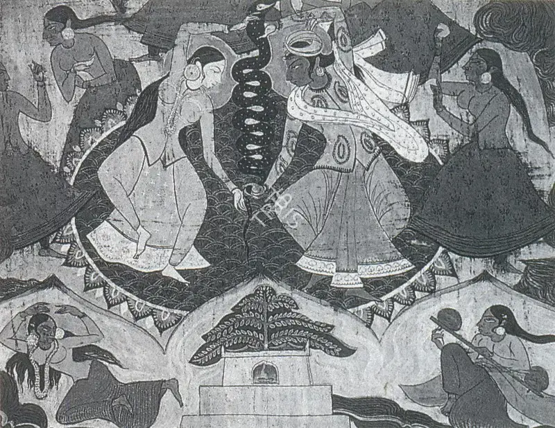 Palsikar, Shankar (Artist). Dancers with Snake. Gouache on paper, n.d. | Painting | FineArts | 00371238