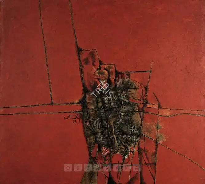 Santhanaraj, A.P. (Artist). Red And Black Form, 1969 | Painting