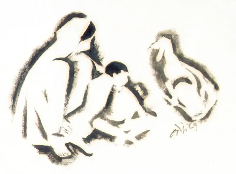 Bendre, N.S. (Artist). Mother and Child, c.1980 | Drawing