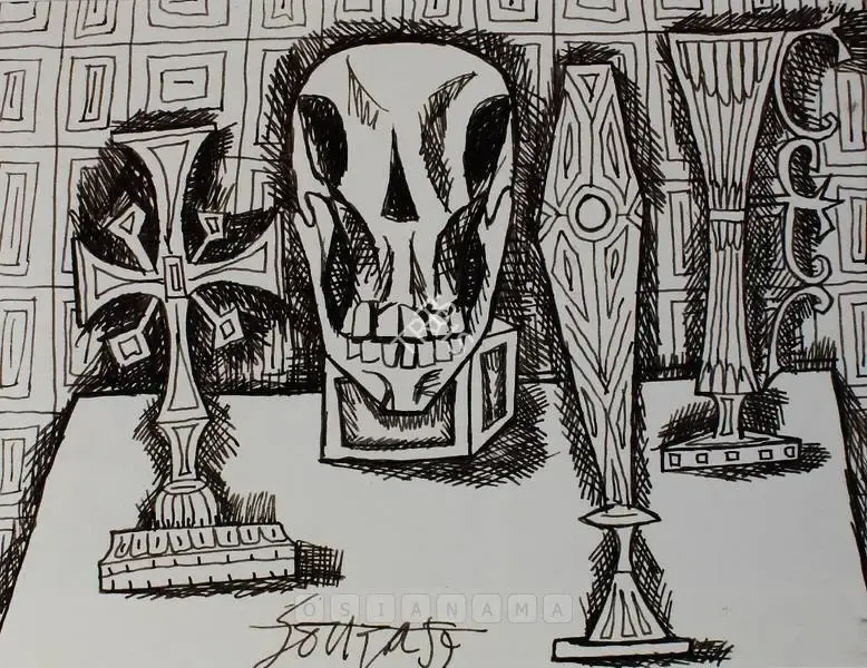 Souza, F.N. (Artist). Still Life With The Eucharist, 1959 | Drawing