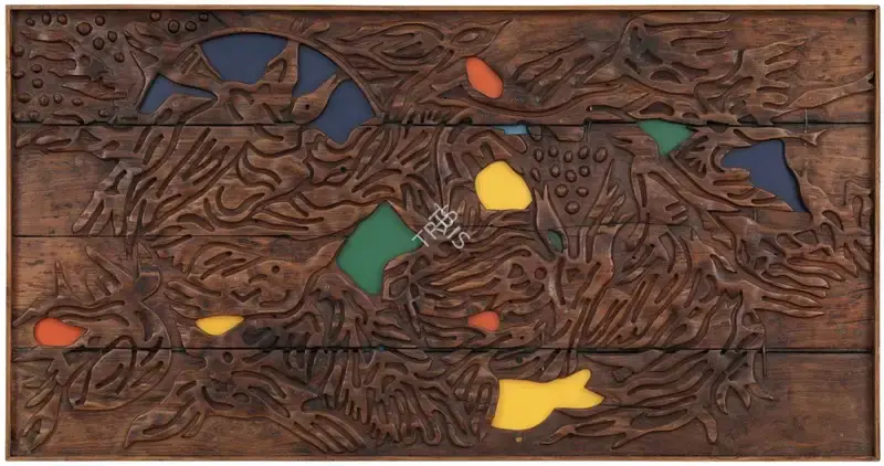 Sagara, Piraji (Artist). Untitled. Mixed media on wood, 1978 | Painting | EconomicsArt | 00870610