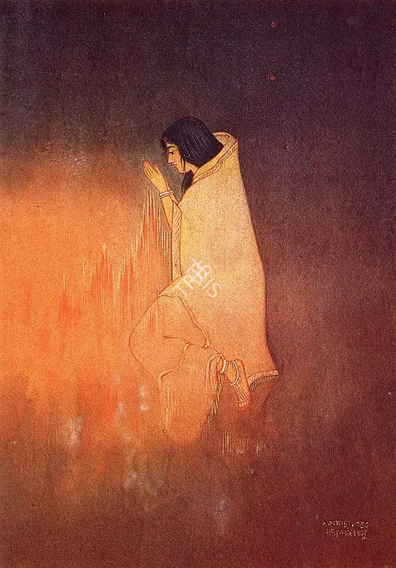 Bose, Nandalal (Artist). Sati. Wash and Tempera, 1907 | Marg, March 1983 | Painting | FineArts | 00674989