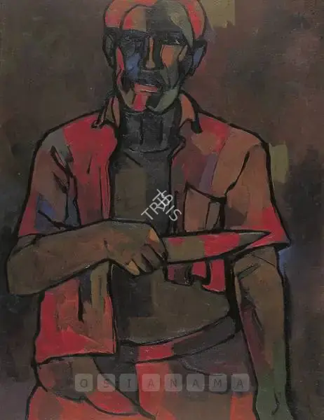 Vaikuntam, Thota (Artist). Man With Knife, 1979 | Painting