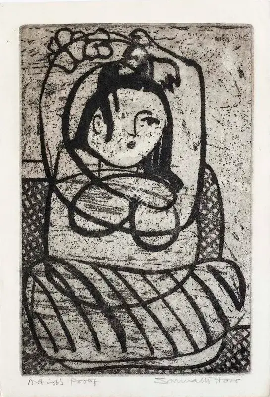 Hore, Somnath (Artist). Untitled (Woman), n.d. | Graphic Art