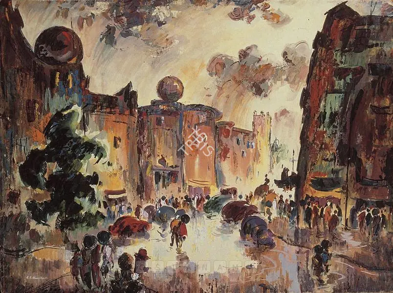 Almelkar, A.A. (Artist). Sir Pherozshah Mehta Road In The Monsoon, 1947 | Painting