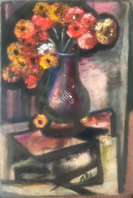 Ara, K.H. (Artist). Untitled (Still Life with Flowers), 1990 | Painting
