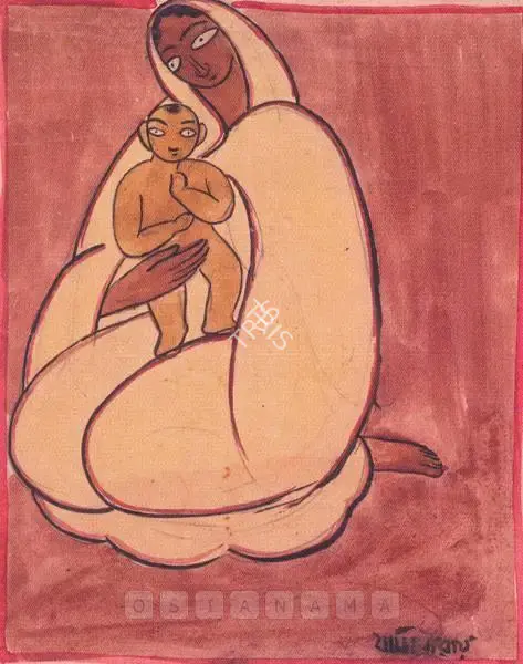 Roy, Jamini (Artist). Untitled (Cat And Fish), 1960s | Painting
