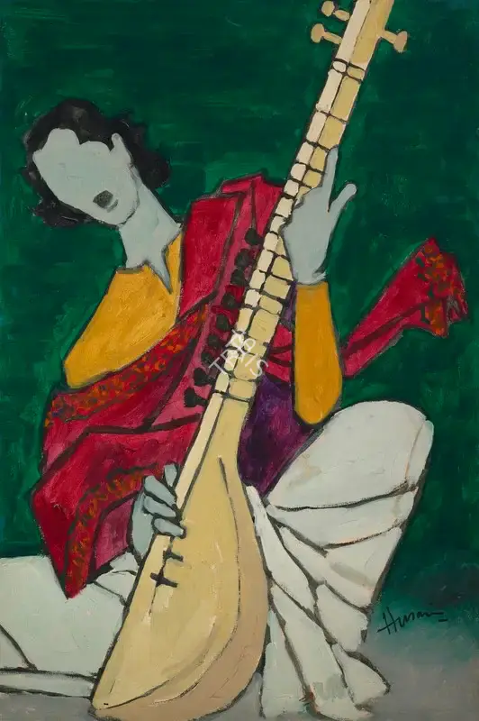 Husain, M.F. (Artist). Untitled (Sitar Player), c.1980s | Painting