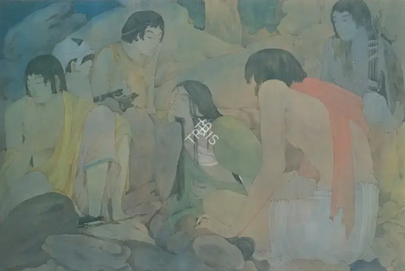 Vijaiwargiya, Ramgopal (Artist). Draupadi with the five Pandavas, n.d. | Painting