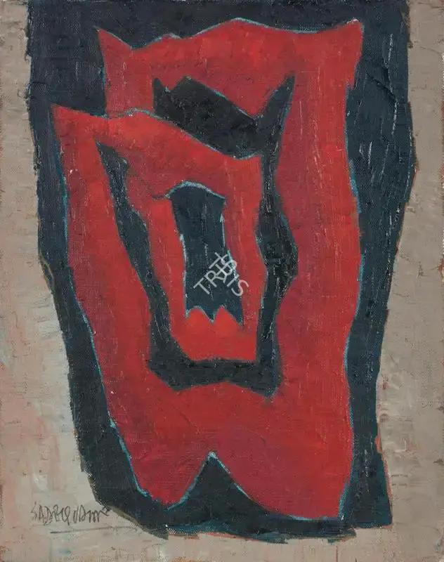 Sadequain (Artist). Untitled (Figarative Form in Red), n.d. | Painting