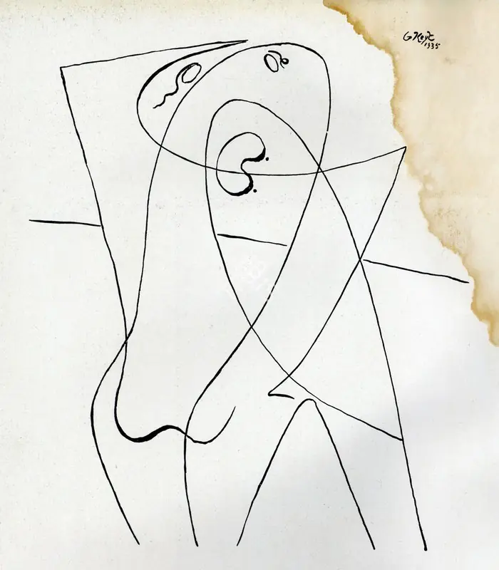 Keyt, George (Artist). Line Drawing. Drawing, 1935 | Marg, June 1954 | Sketch | FineArts | 00674620