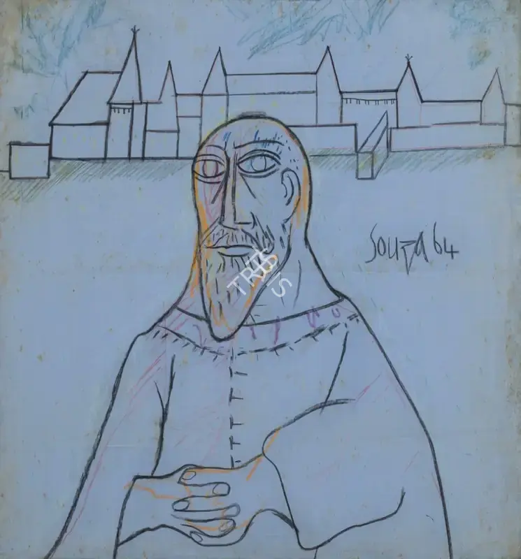 Souza, F.N. (Artist). Untitled (Elder in Landscape), 1964 | Painting