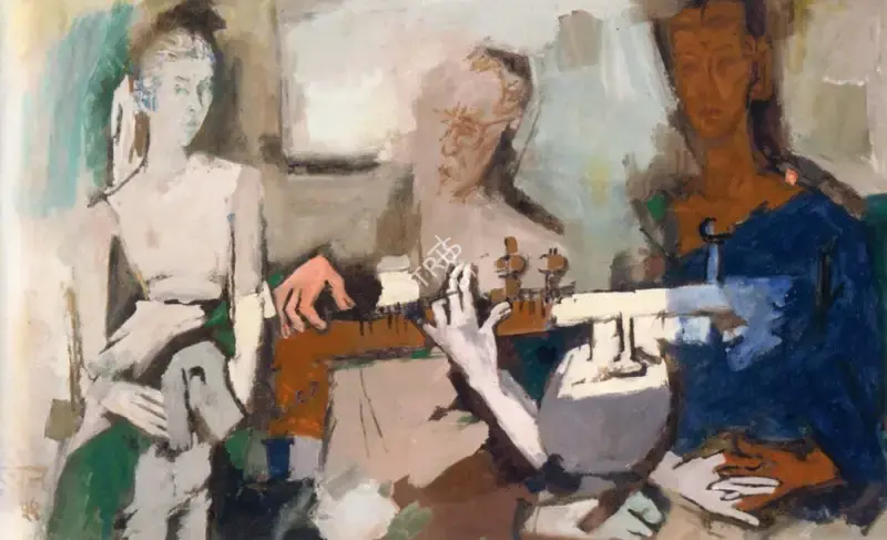Husain, M.F. (Artist). Untitled (Man With Sitar), n.d. | Painting