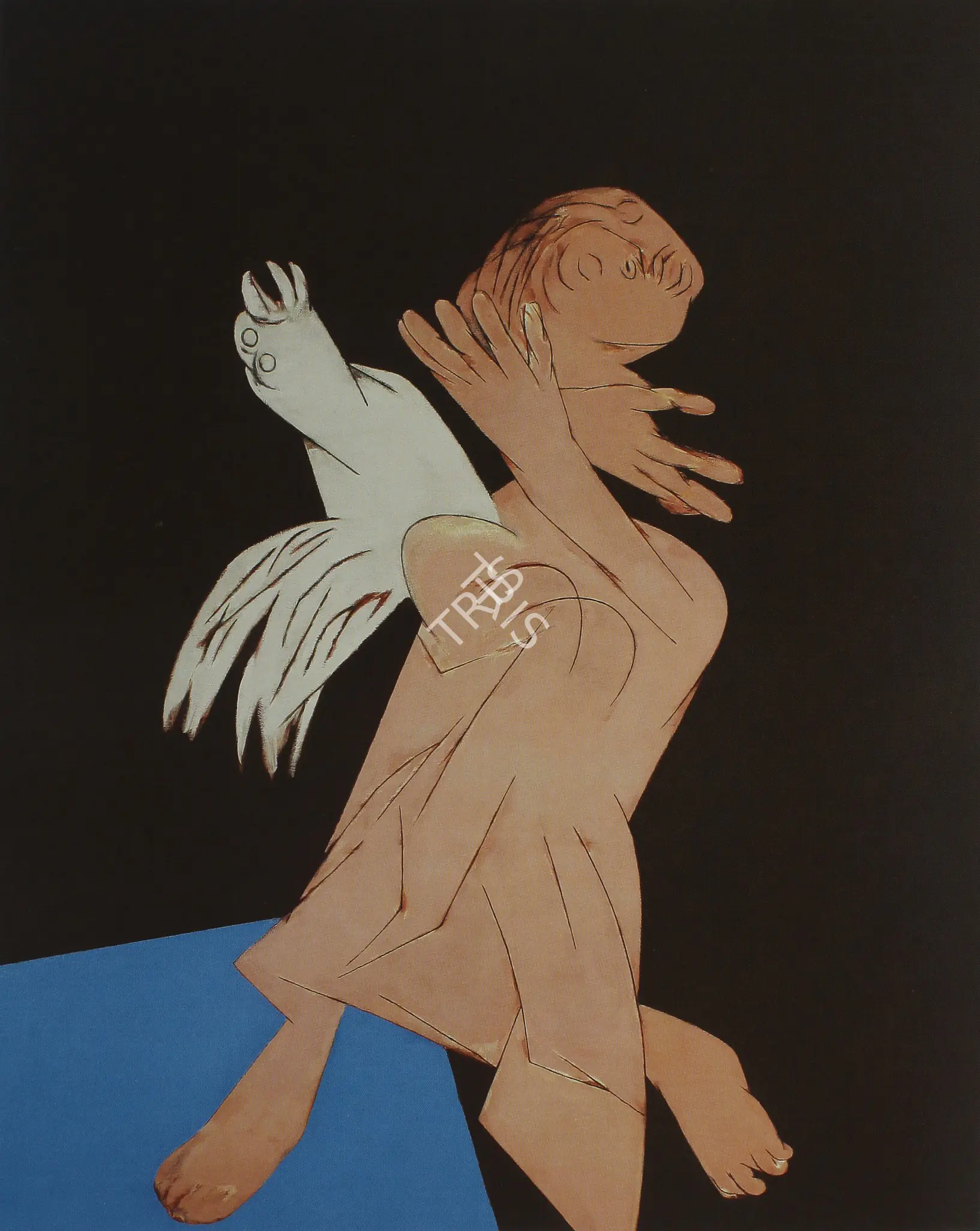 Mehta, Tyeb (Artist). Falling Figure with Bird. Oil on canvas, 1988 | Painting | FineArts | 00901025