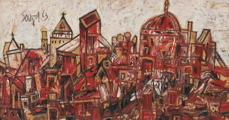 Souza, F.N. (Artist). Untitled (Landscape), 1963 | Painting