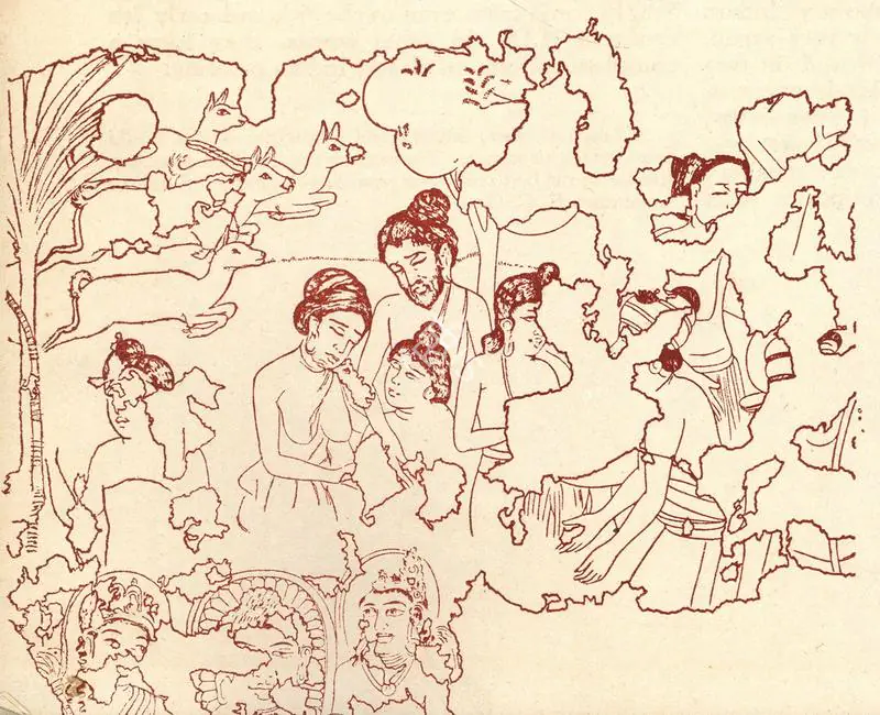 Unknown (Artist). Syama Jataka. Late 1st Century B.C. | Marg, October 1948 | Sketch | FineArts | 00673782